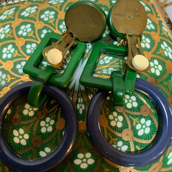 Marni green & blue clip-on earrings - Picture 2 of 5